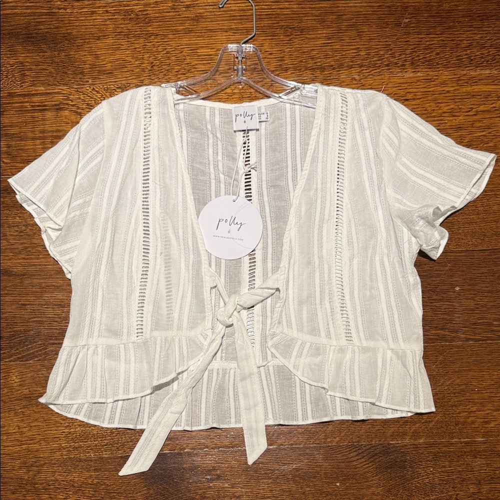 Princess Polly White Cretanus Tie-Front Blouse